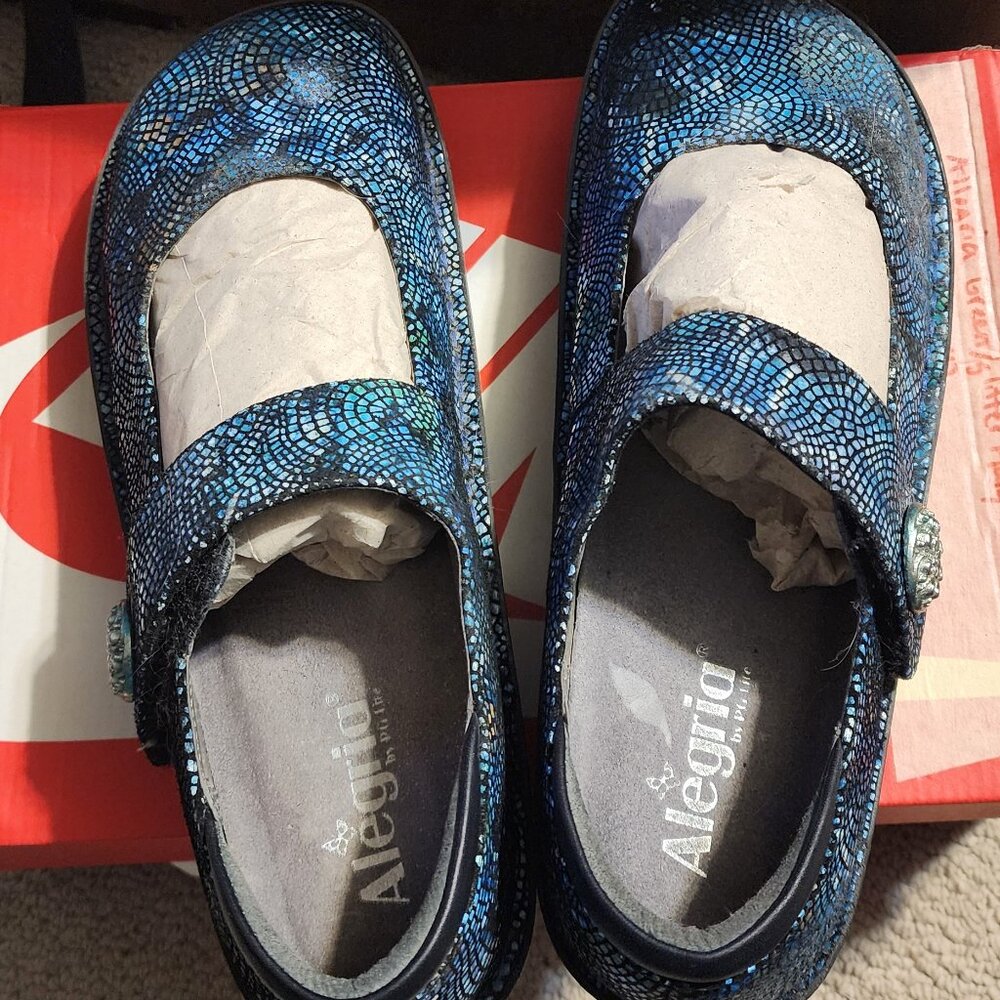 Women's Alegria size EU 42 green/glitter Mary Jane shoes